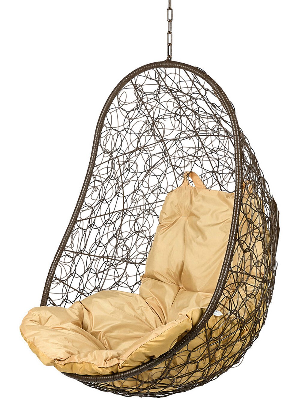 фото Кресло подвесное bigarden "easy", коричневое, без стойки, коричневая подушка