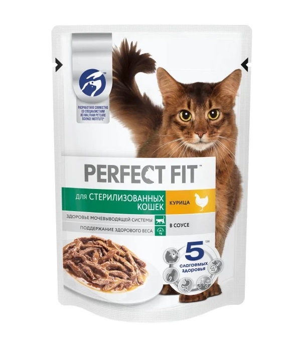 

Влажный корм для кошек Perfect Fit Sterile, ассорти вкусов в соусе, 35шт по 75г, Sterile