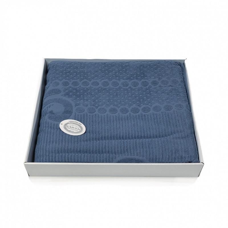 Плед из хлопка махровый KARVEN P961 ESTER V14 индиго 220х240