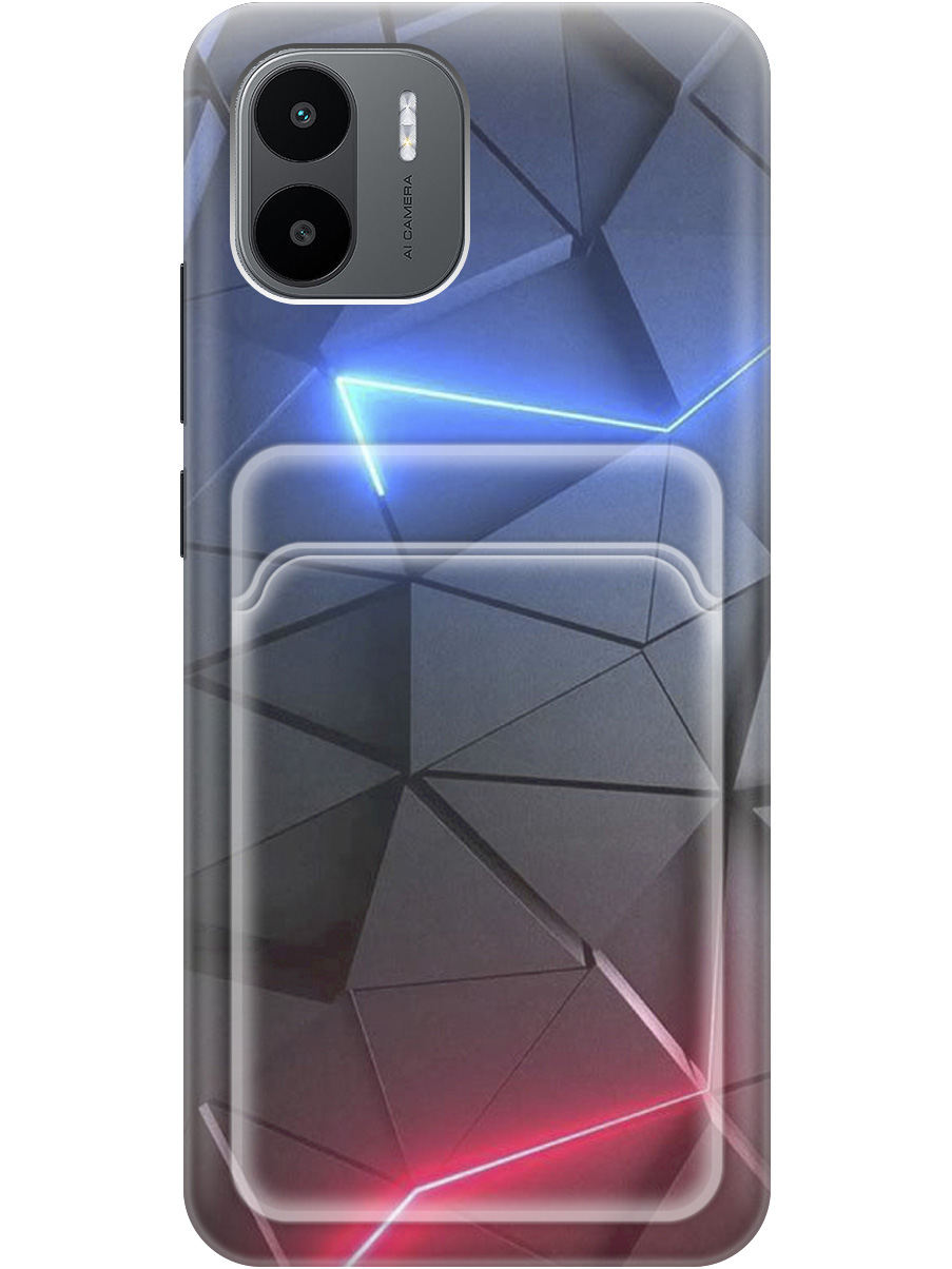 

Силиконовый чехол на Xiaomi Redmi A1 с рисунком "Графитовые грани", Серый;синий, 20012068