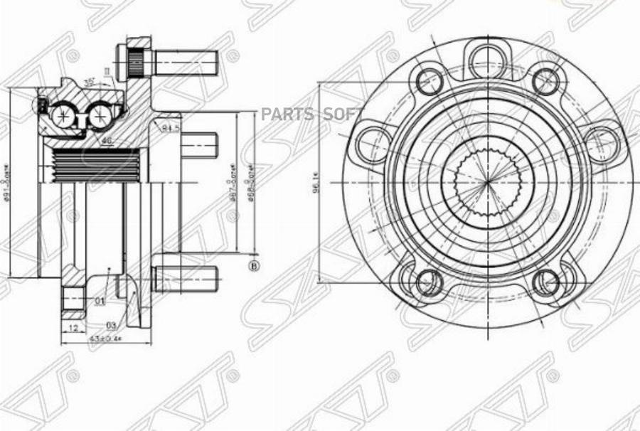 

SAT Ступичный узел перед MAZDA 3/6/CX-5 11-