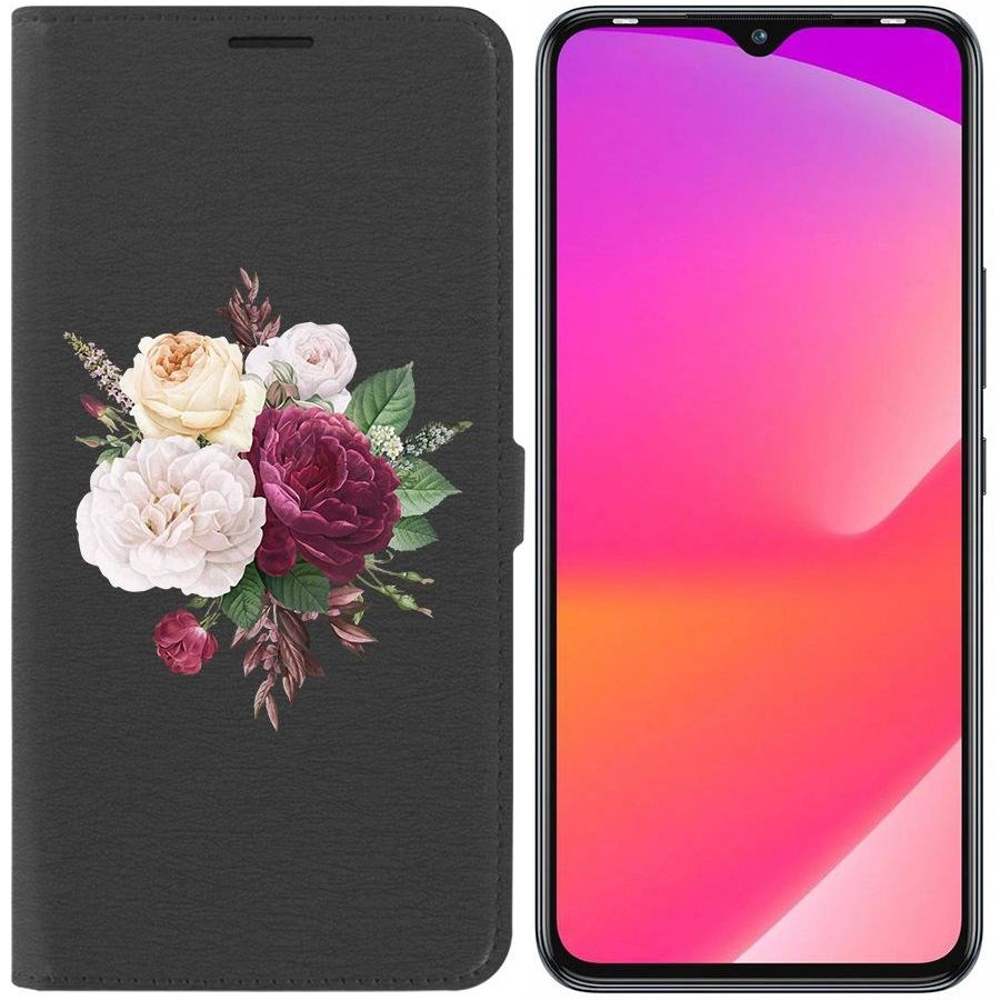 

Чехол-книжка Eco Book для Infinix Smart 6 Plus Цветочная композиция, Черный