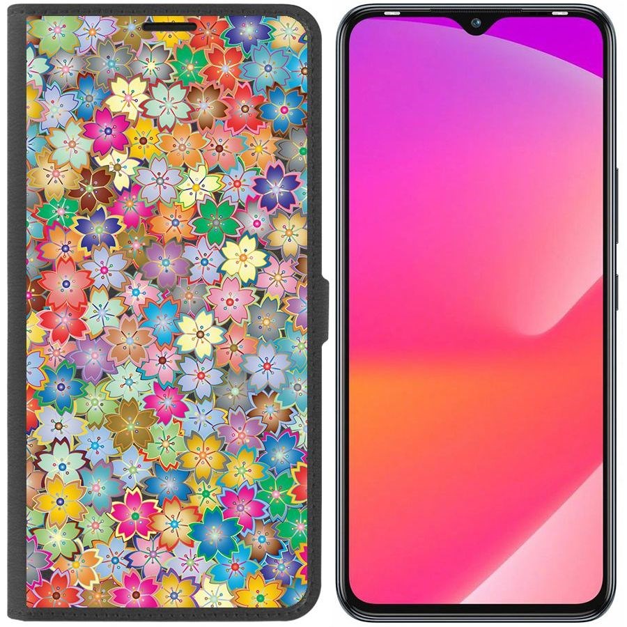 

Чехол-книжка Eco Book для Infinix Smart 6 Plus Цветочный паттерн 4, Черный