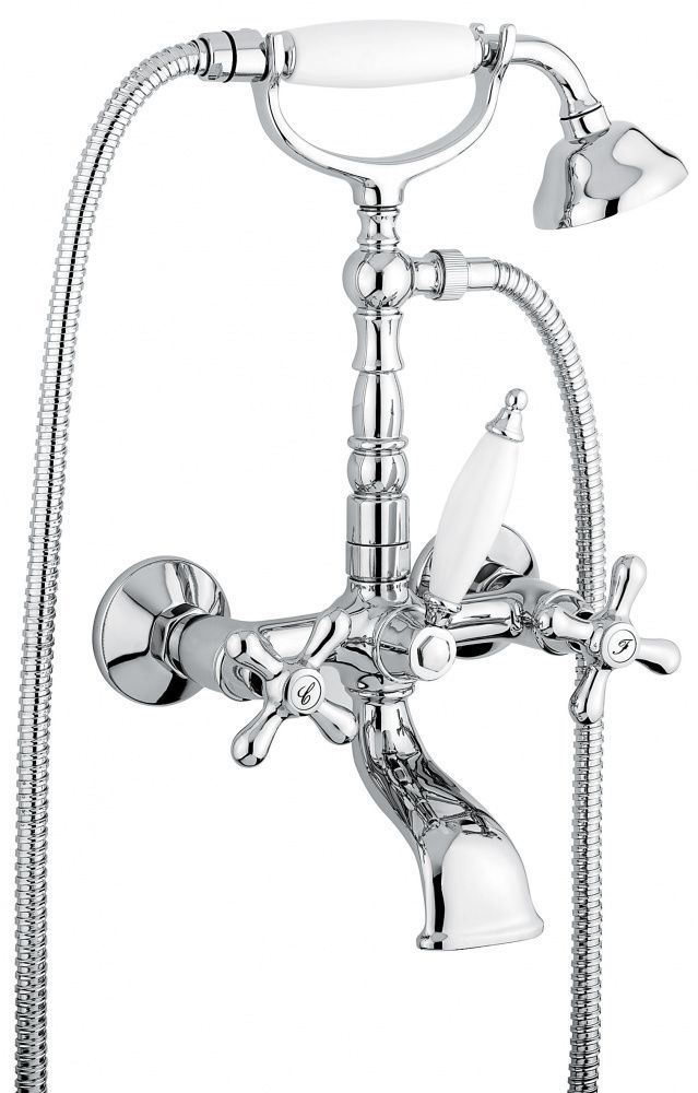 

Смеситель Emmevi Deco Old с ручным душем для ванной, цвет хром-золото 12611CO
