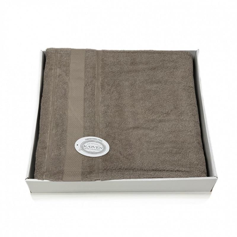 Плед из хлопка махровый KARVEN P956 ADA V4 темно-бежевый 160х220