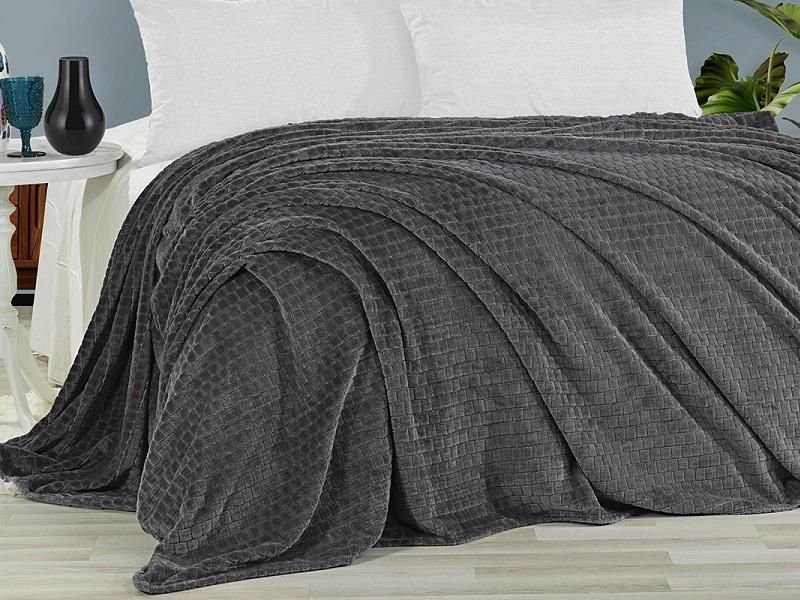 Плед из полиэстера KARVEN SUPER SOFT P942 MELINDA антрацит 200х220