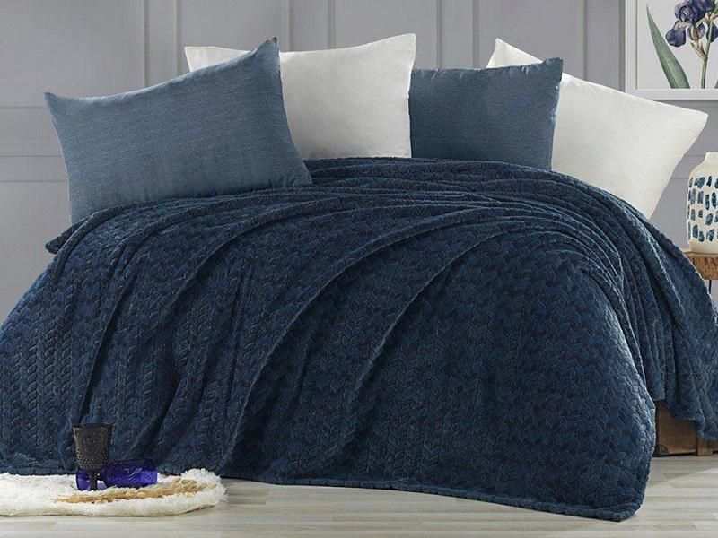 Плед из полиэстера KARVEN SUPER SOFT P944 BENZIA индиго 200х220