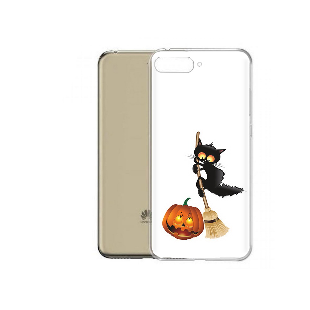 

Чехол MyPads Tocco для Honor 7A Pro хэлуинский котик (PT114064.46.667), Прозрачный, Tocco