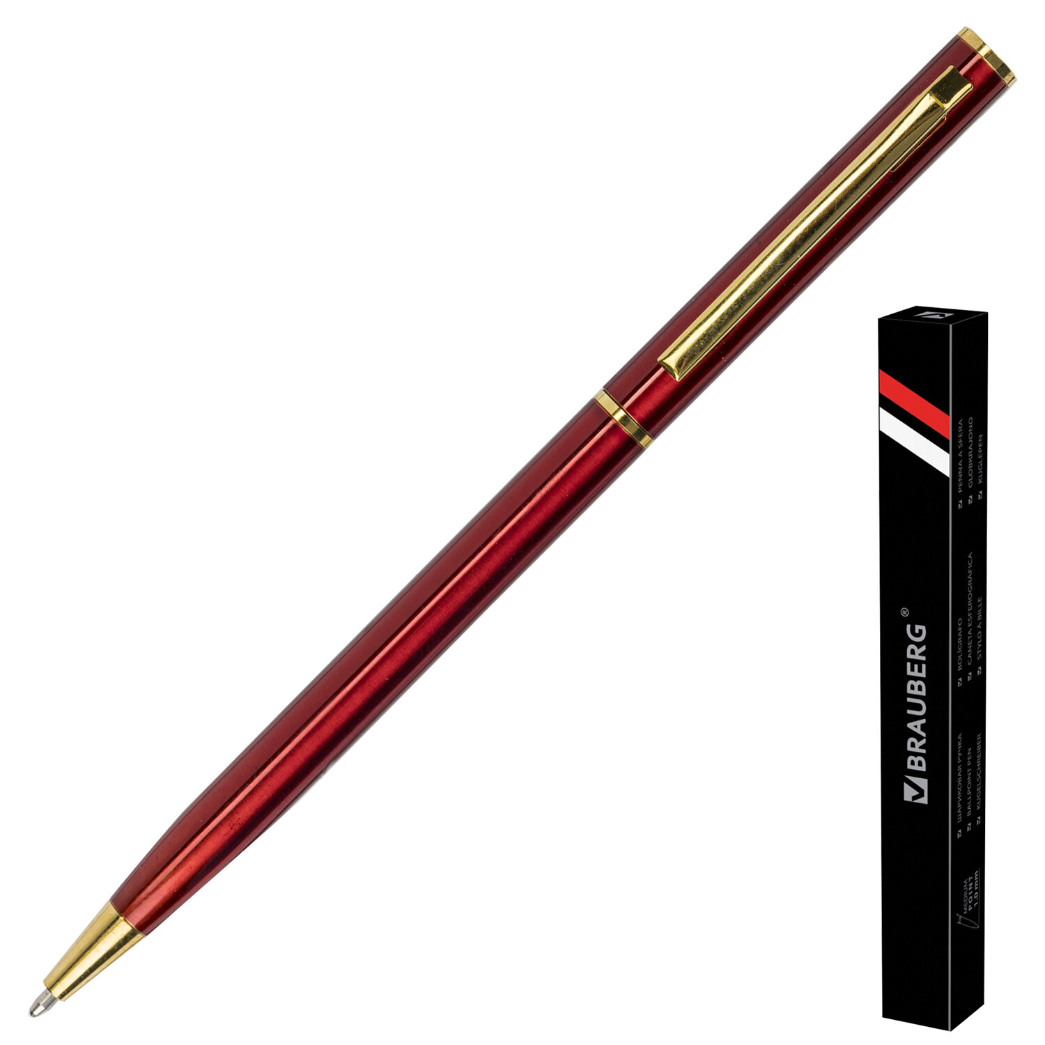 

Ручка шариковая Brauberg Slim Burgundy, корпус бордо синяя 3 шт