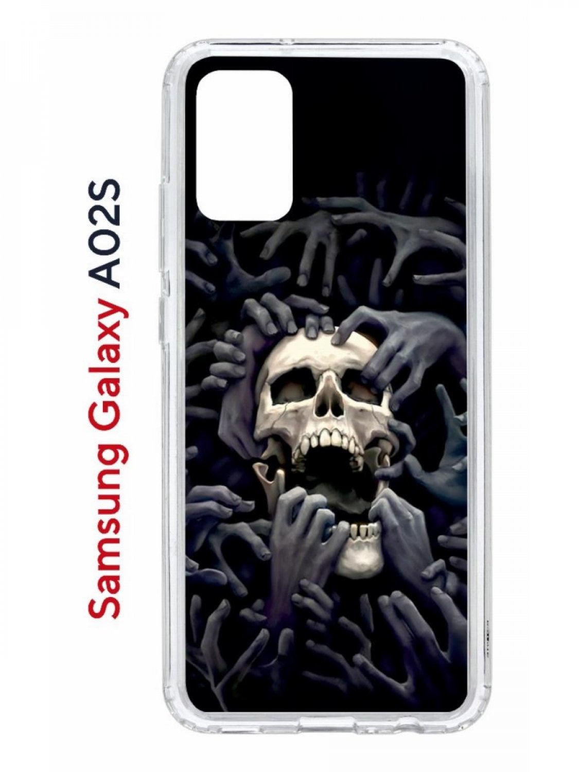 

Чехол на Samsung Galaxy A02s с принтом Kruche Print Skull Hands, противоударный бампер, Прозрачный;черный;серый;бежевый, Самсунг А02с