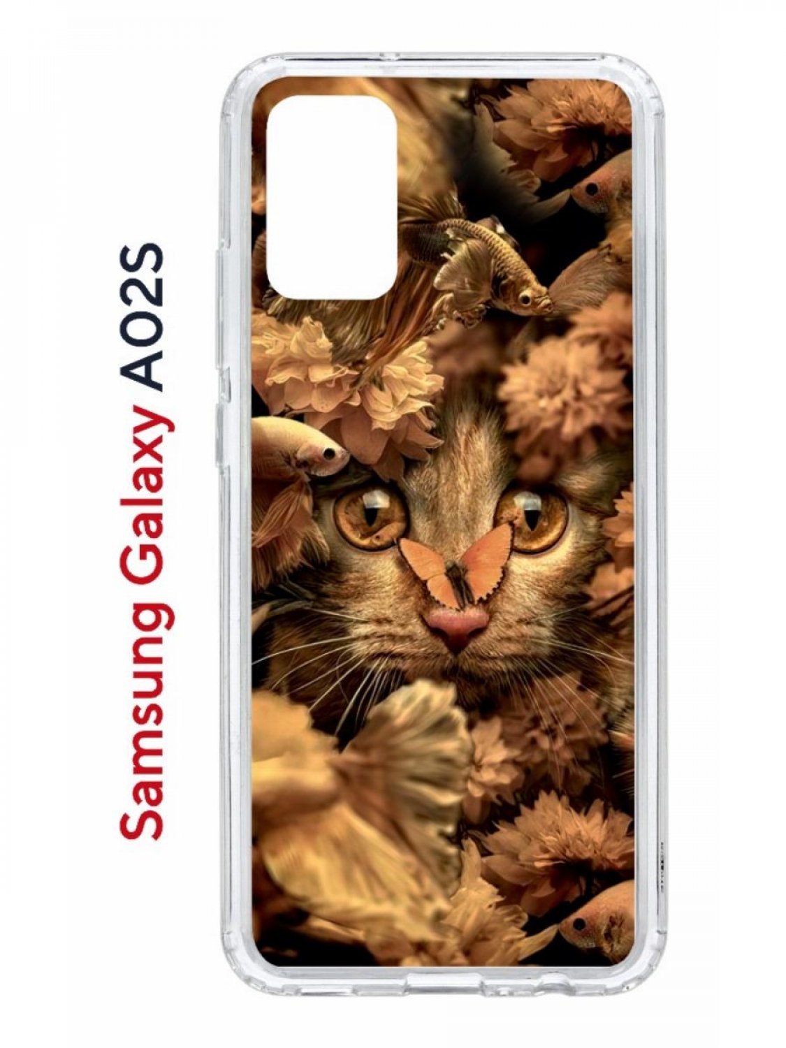 Чехол на Samsung Galaxy A02s с принтом Kruche Print Котик с рыбками, противоударный бампер