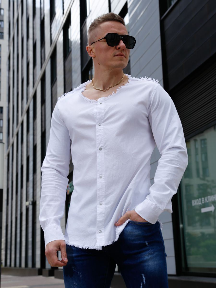 Рубашка мужская SKULL LOFT 21755-3 белая L