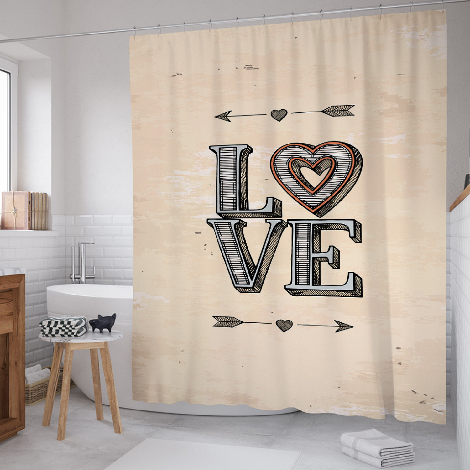 

Штора для ванной тканевая JoyArty "Любовь бохо", 180х200, sc_53000, Коричневый, Любовь бохо