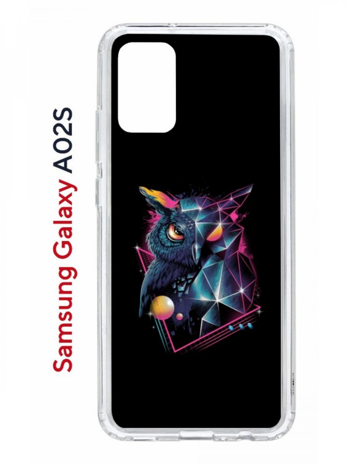 Чехол на Samsung Galaxy A02s с принтом Kruche Print Retro Owl, противоударный бампер