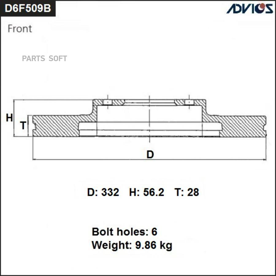 

ADVICS D6F509B Диск торм. пер. MITSUBISHI PAJERO V98W 1шт