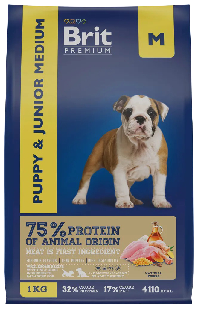 Сухой корм для щенков Brit Premium Dog Puppy Medium с курицей, 1 кг