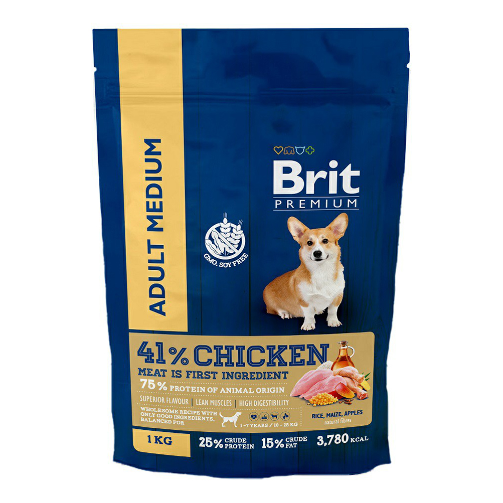 

Сухой корм Brit Premium с курицей для взрослых собак средних пород 1 кг