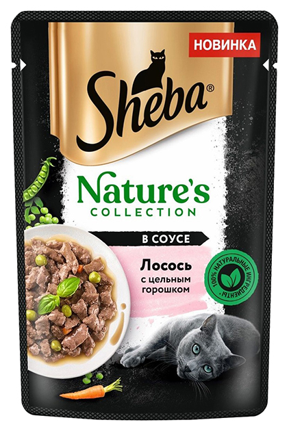 

Влажный корм для кошек Sheba Nature's Collection с лососем и горохом, повседневный, 75 г, Nature's Collection