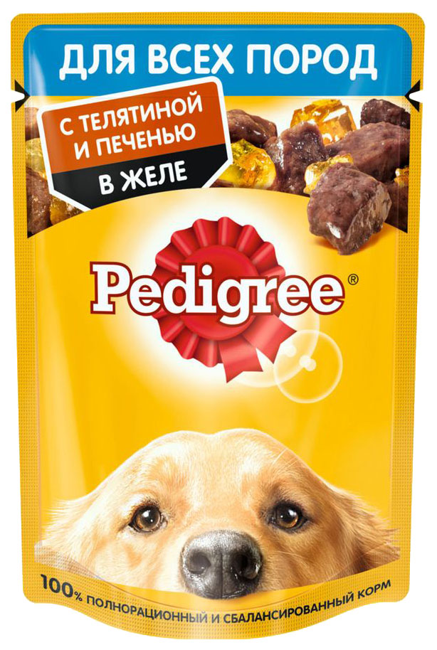 

Влажный корм для собак Pedigree с телятиной и печенью в желе, 85 г