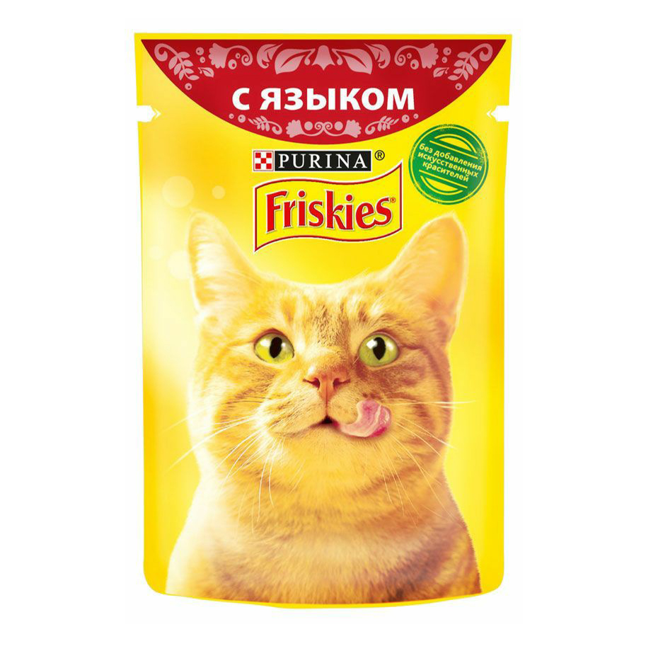 фото Влажный корм friskies с языком для взрослых кошек всех пород 85 г