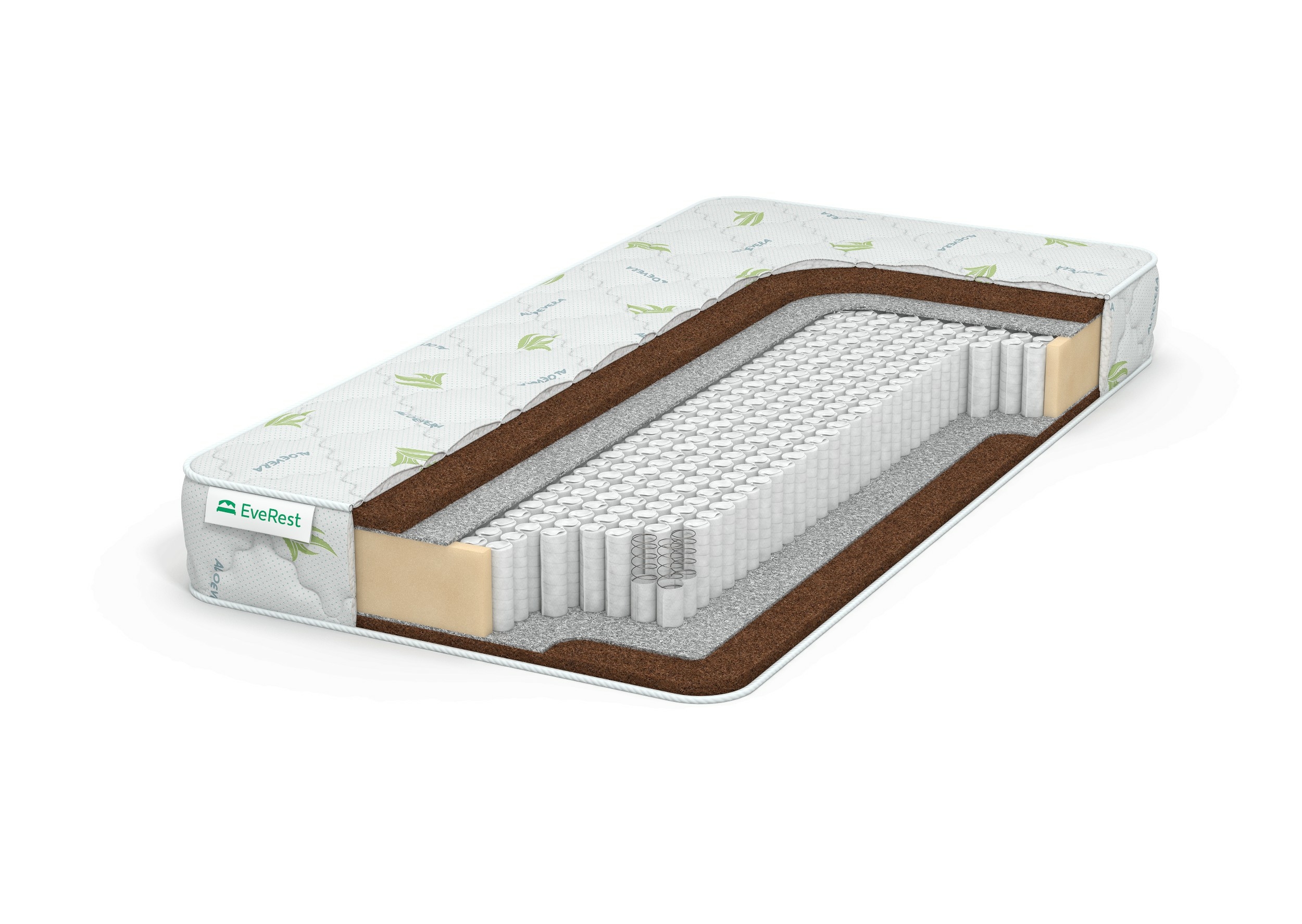 

Матрас EVEREST Хард Кокос 2 S1000 135х205, Бежевый;белый;серый;серебристый, Хард Кокос 2 S1000