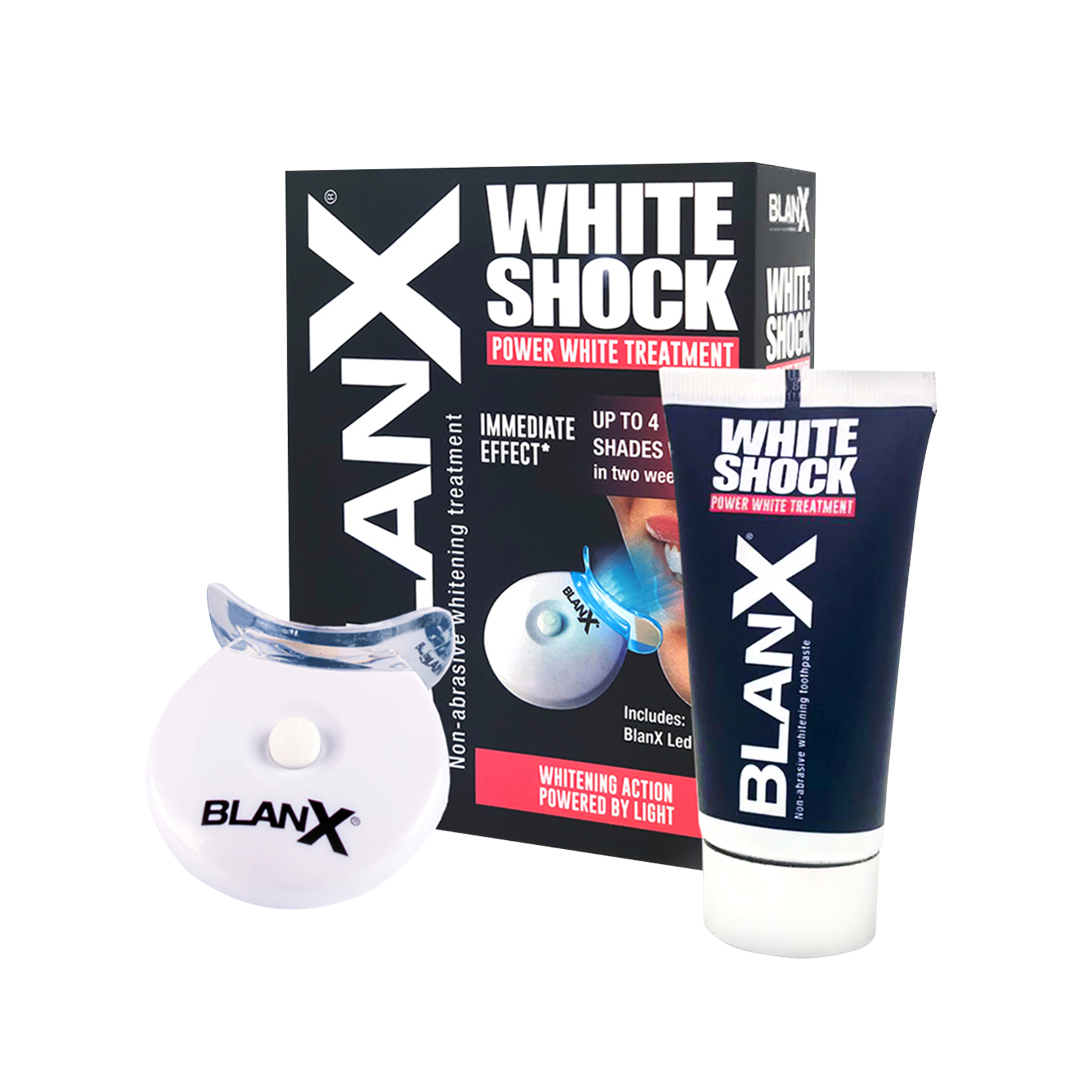 Blanx White Shock Power Treatment + Led Bite. Отбеливающая зубная паста с LED капой