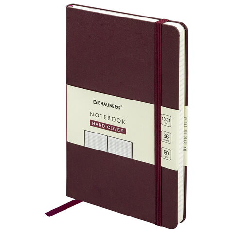 

Блокнот А5, Brauberg ULTRA, 80 г/м2, 96 л., клетка, бордовый, 113037, 2 шт