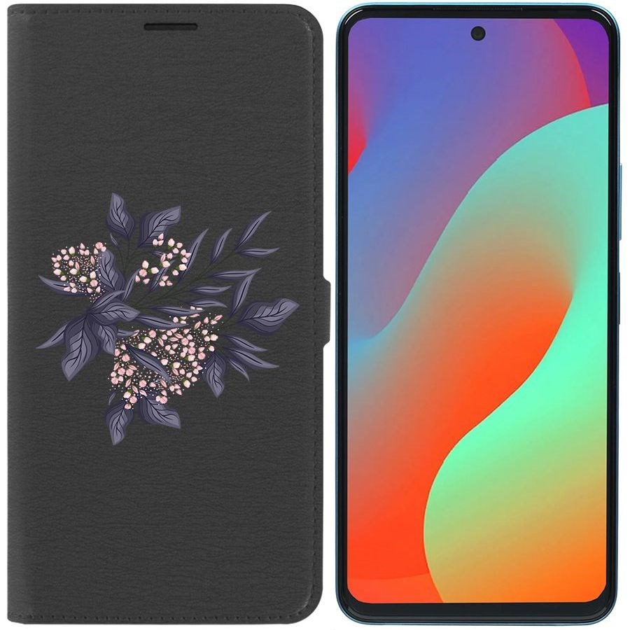 

Чехол-книжка Eco Book для Infinix Hot 20S Розовые бутоны, Черный