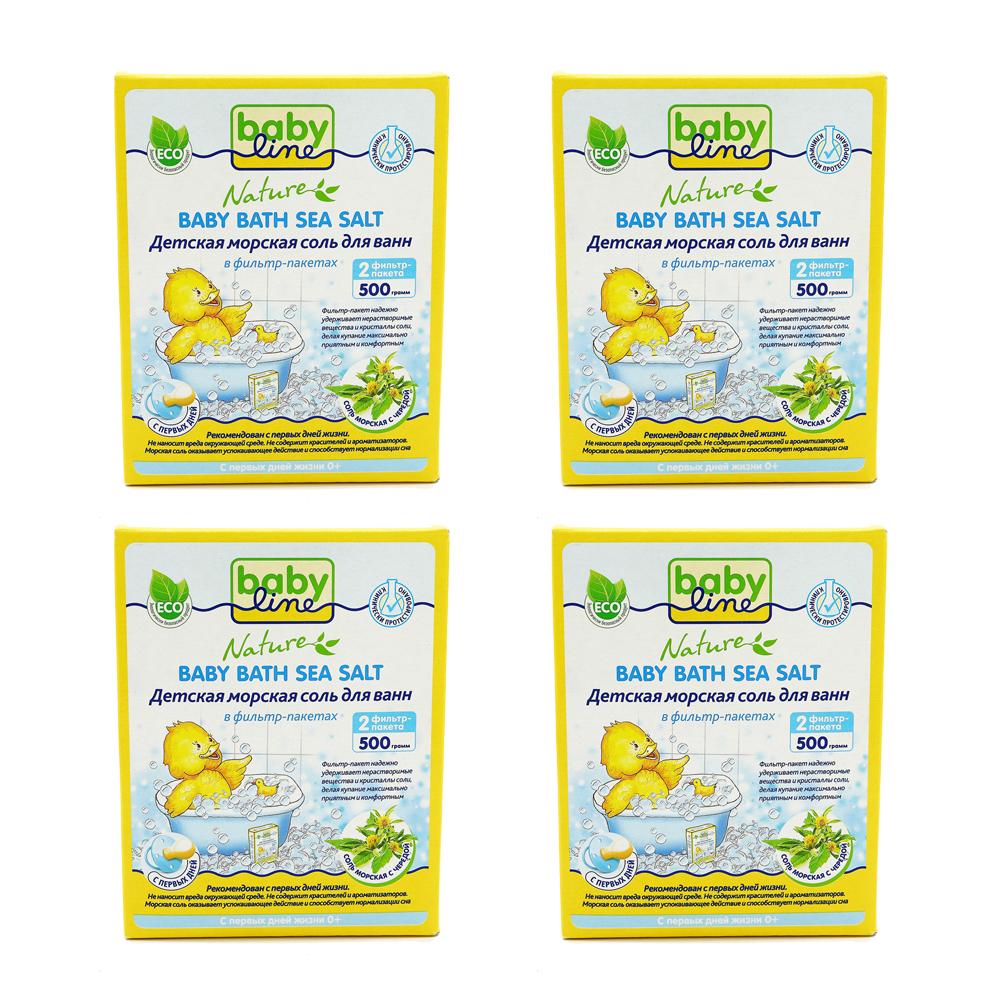 

Детская морская соль для ванн Babyline c чередой, 4x500 г