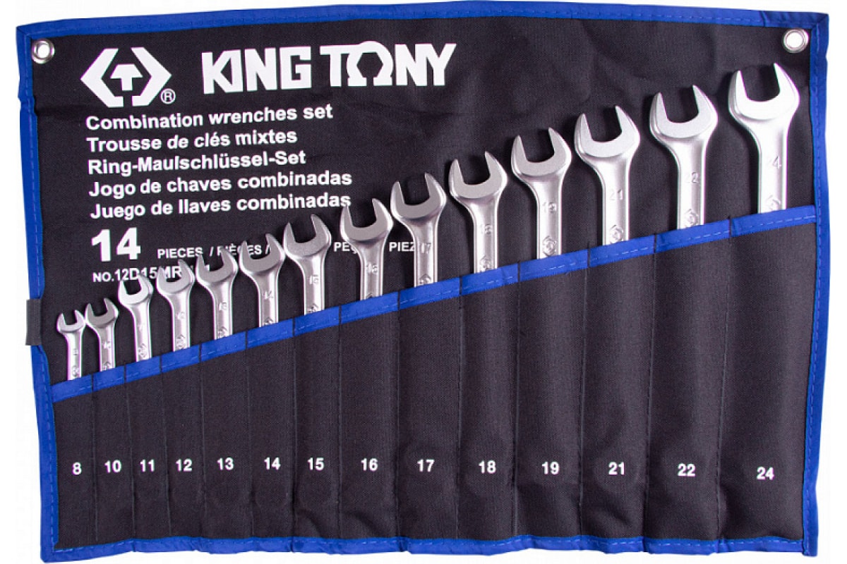 

KING TONY 12D15MRN01 KING TONY Набор комбинированных ключей, 8-24 мм, чехол из теторона, 1