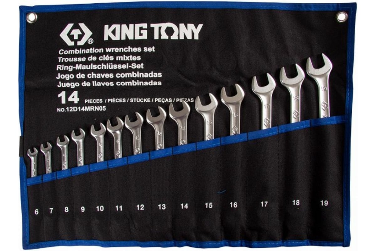 

KING TONY 12D14MRN05 KING TONY Набор комбинированных ключей, 6-19 мм, чехол из теторона, 1