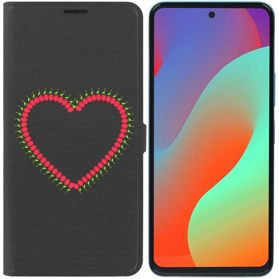 

Чехол-книжка Eco Book для Infinix Hot 20S Сердце из тюльпанов, Черный