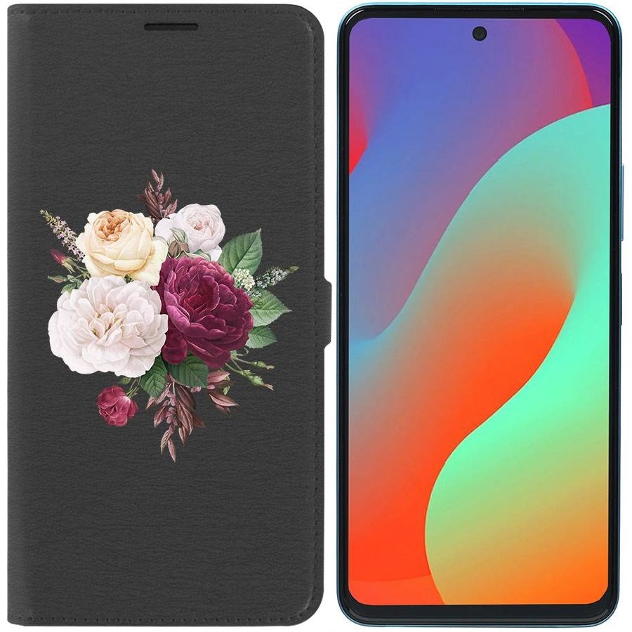 

Чехол-книжка Eco Book для Infinix Hot 20S Цветочная композиция, Черный