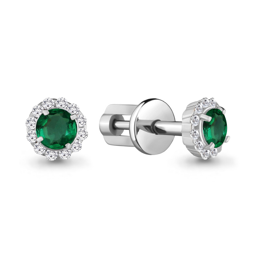 

Серьги-пусеты из серебра с изумрудом Aquamarine 42884Г_925_р, 42884Г_925_р