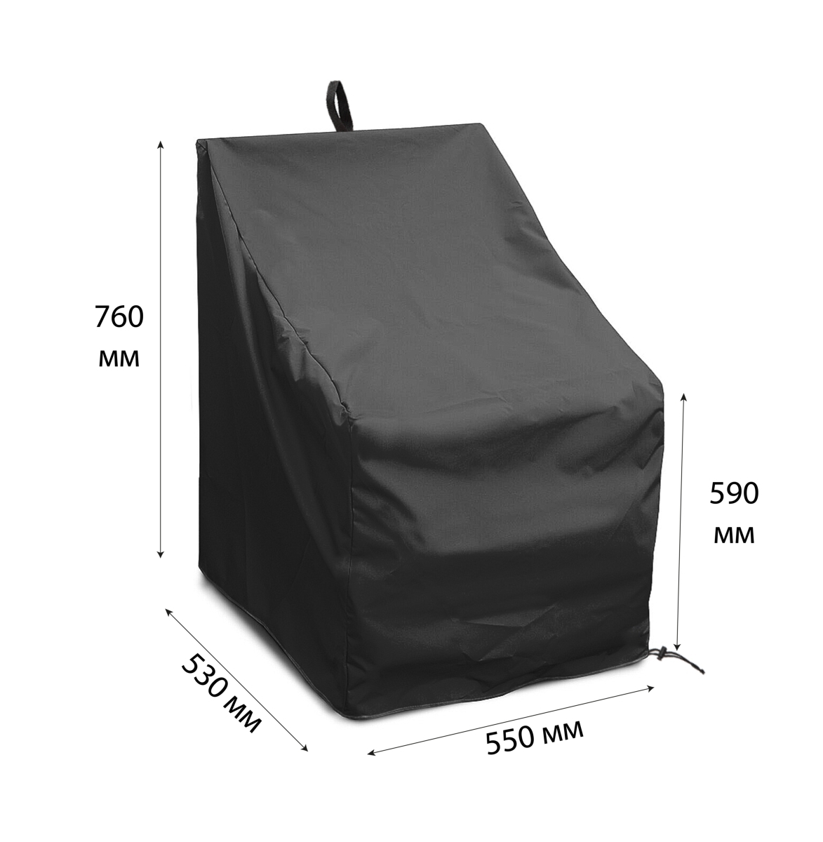

Чехол для пластикового кресла 550x530x760/590 мм (оксфорд 210, чёрный), Tplus