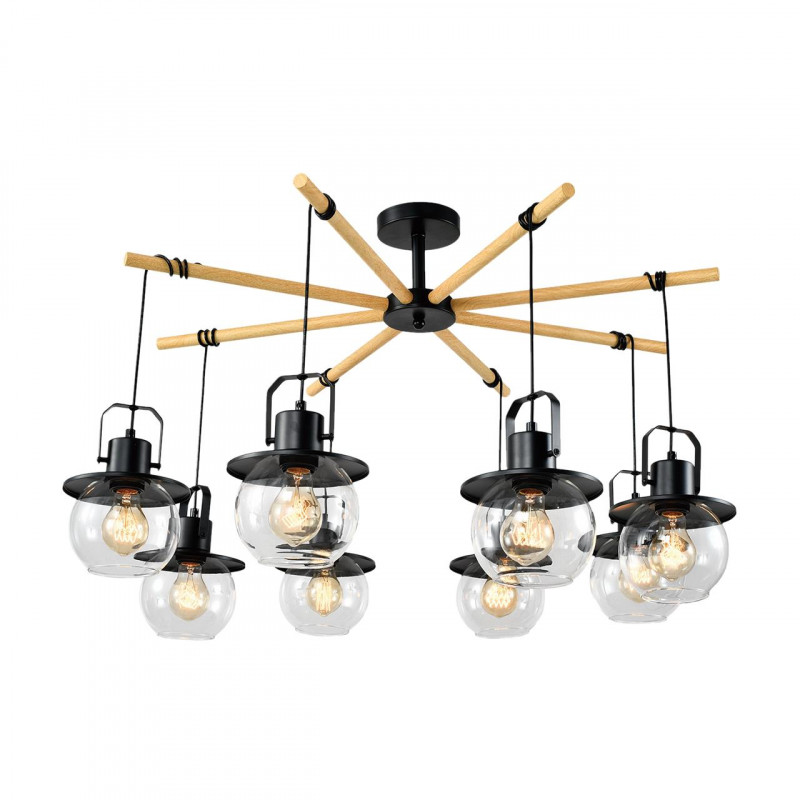 

Потолочная люстра IMEX Freedom MD.23044-8-S-BK+WOOD