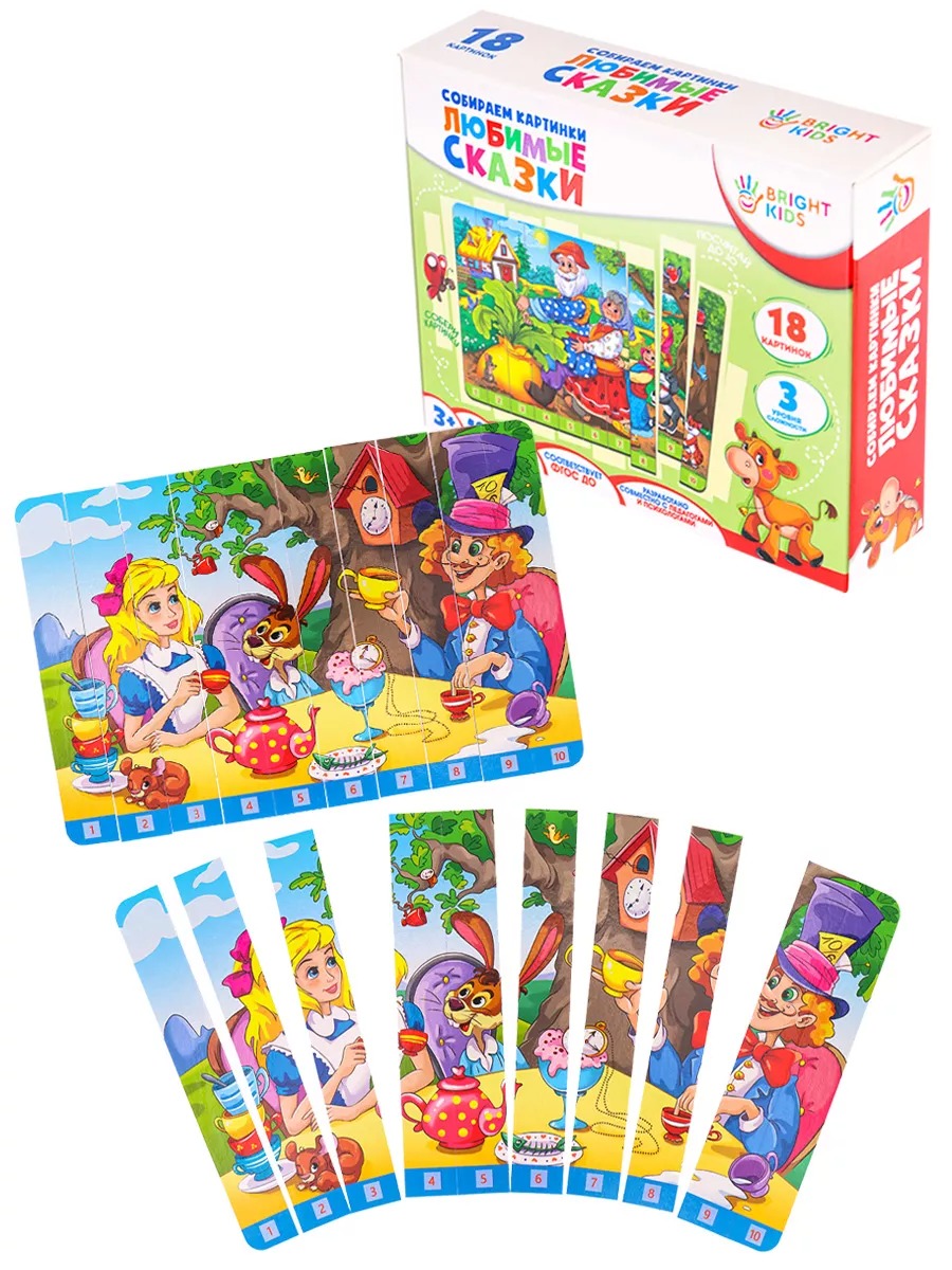 

Развивающая игра Собираем картинки. Любимые сказки, 18 картинок Bright Kids