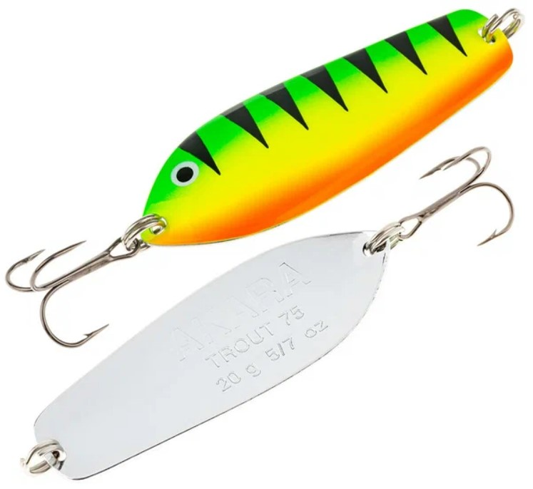 

Блесна колебалка Akara Action Series Trout ATT-75-AB24, Красный;зеленый;желтый;серебристый, Action Series Trout