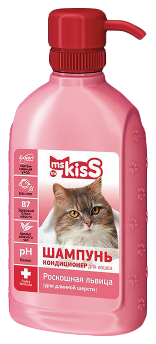 фото Шампунь-кондиционер для кошек ms.kiss роскошная львица, зеленый чай, 200 мл ms. kiss