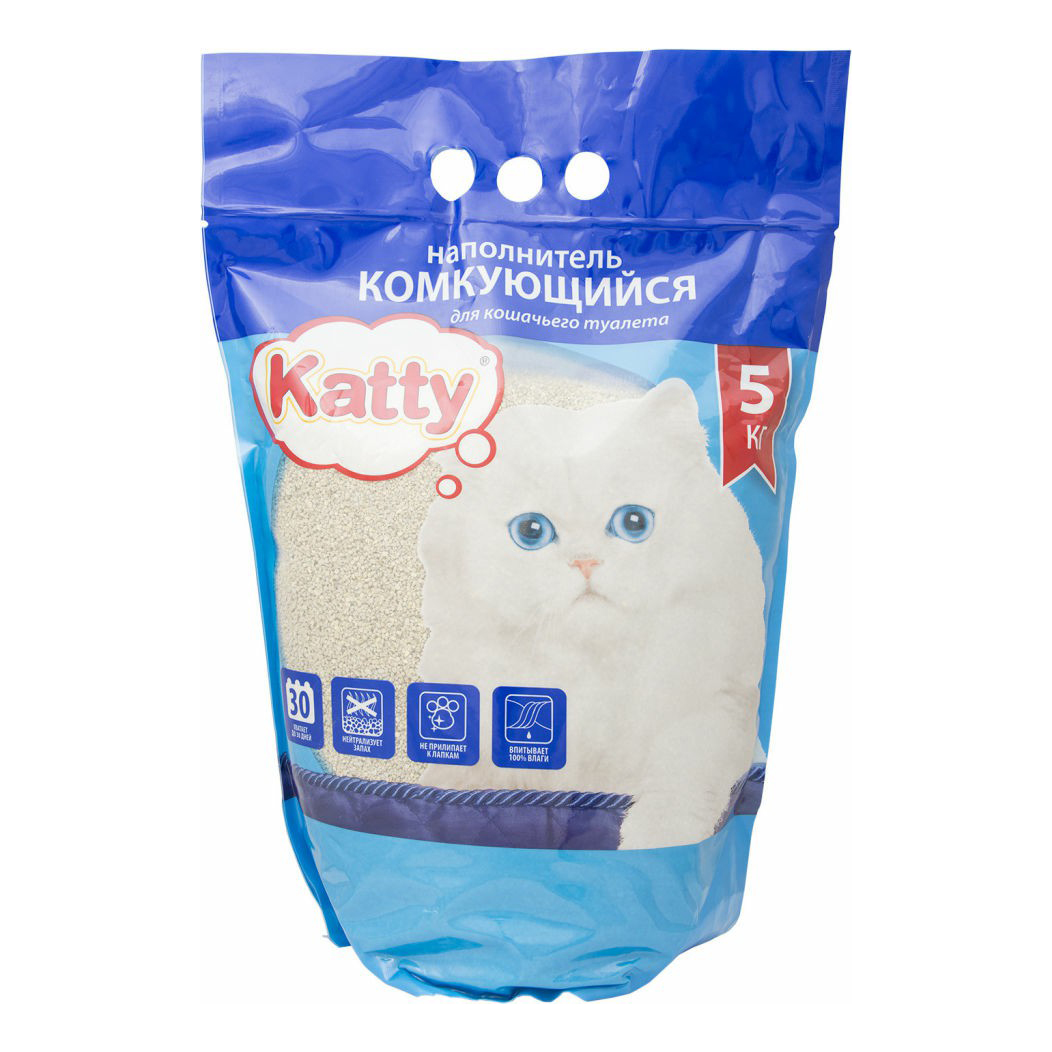 Наполнитель для кошачьего туалета Katty комкующийся бентонитовый 5 кг