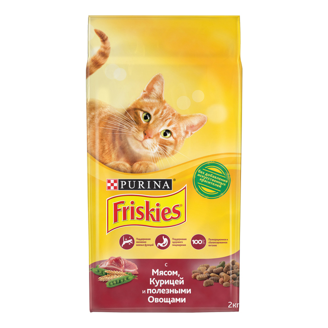 фото Сухой корм friskies с мясом, курицей и полезными овощами для кошек 2 кг