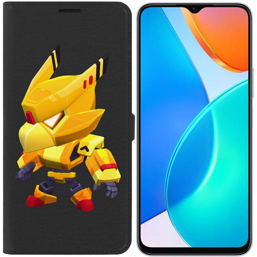 

Чехол-книжка Eco Book для Honor X6 Brawl Stars-Ворон Золотой Меха