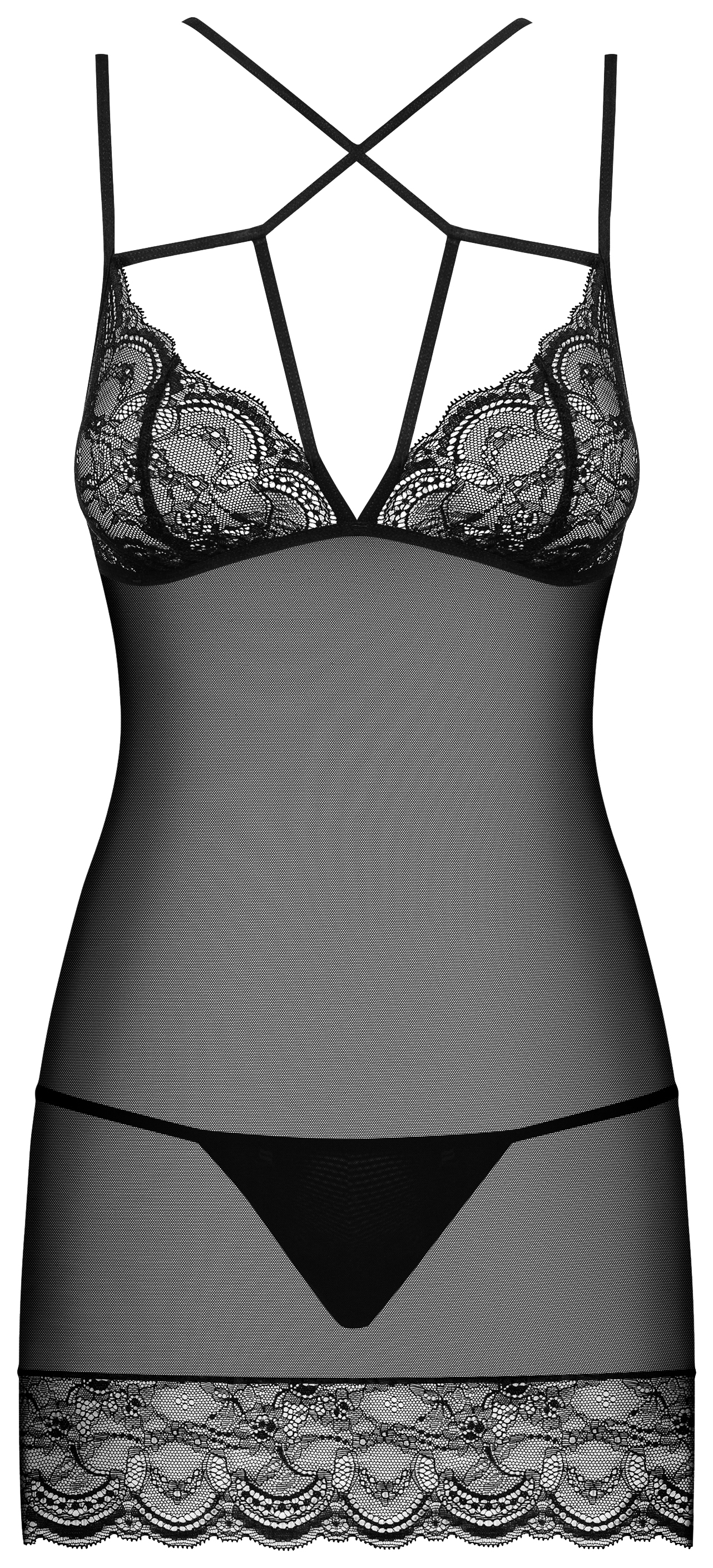 

Сорочка с кружевными вставками Frivolla L-XL черный, Frivolla