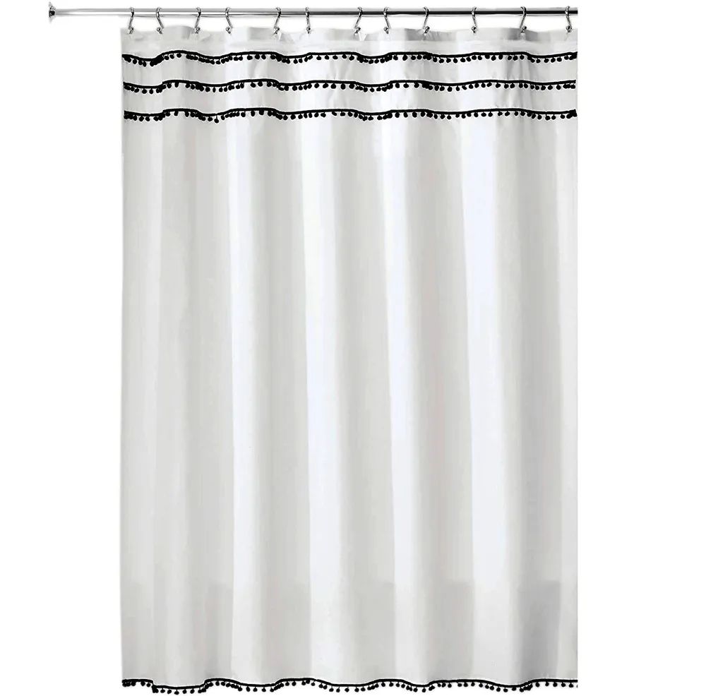 

Штора для ванной Carnation Home Fashions Pompon 180x200, Белый