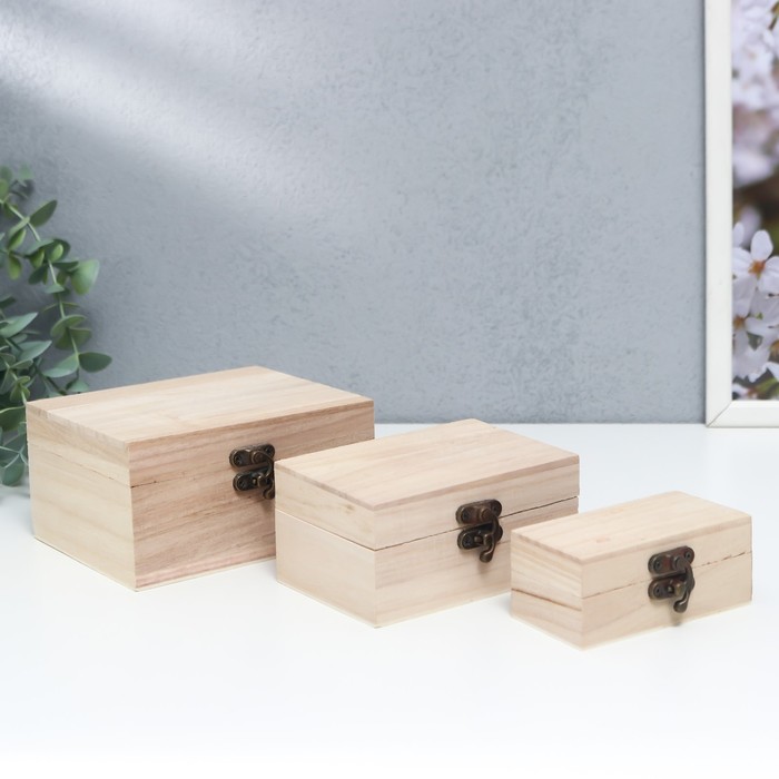 

Шкатулка для росписи дерево Сундучкинабор 3 шт 6,8х12,8х10,4 5,6х10,9х7,8 4,2х8,8х5,3 см