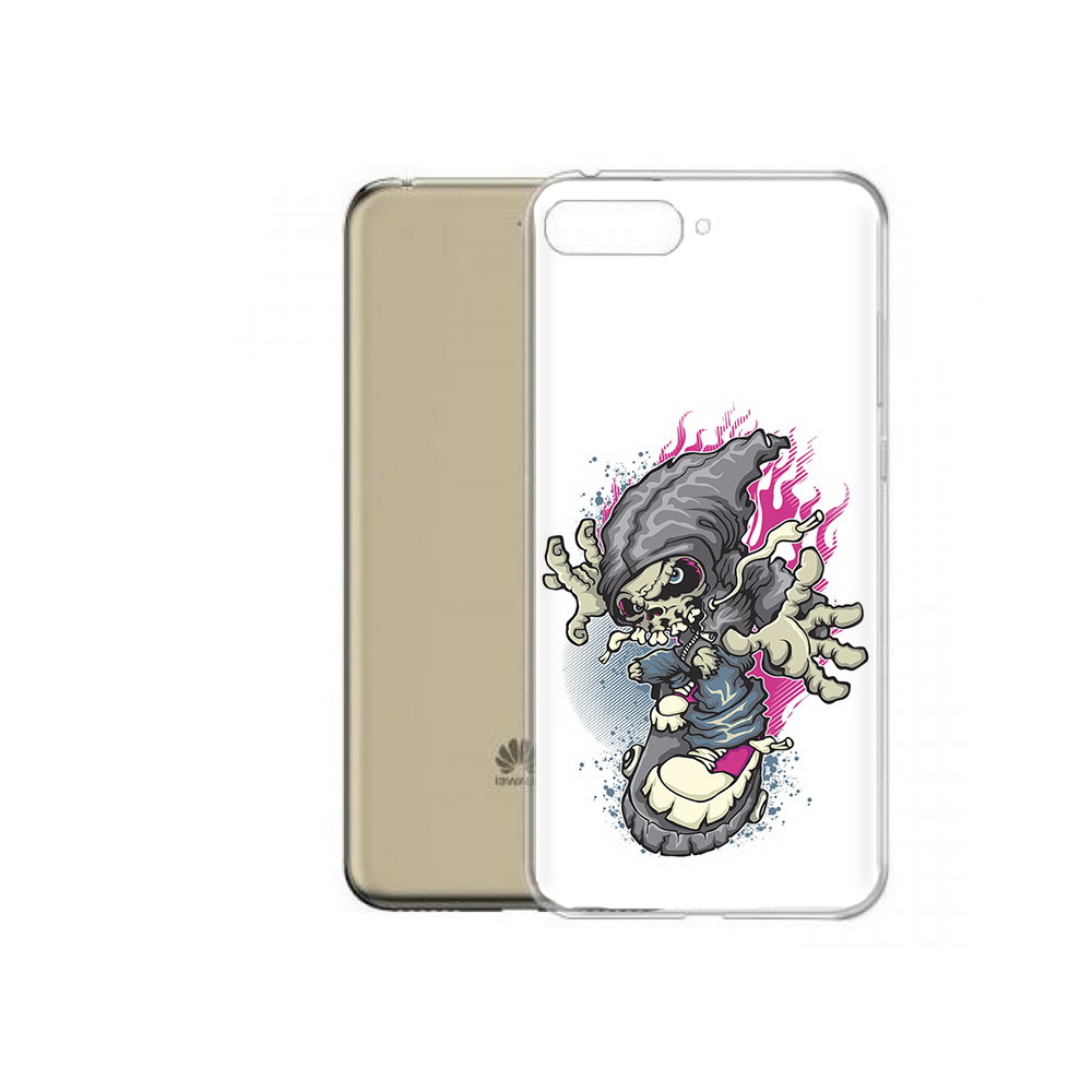 фото Чехол mypads tocco для honor 7a pro нарисованный скелет на скейт борде (pt114064.46.512)