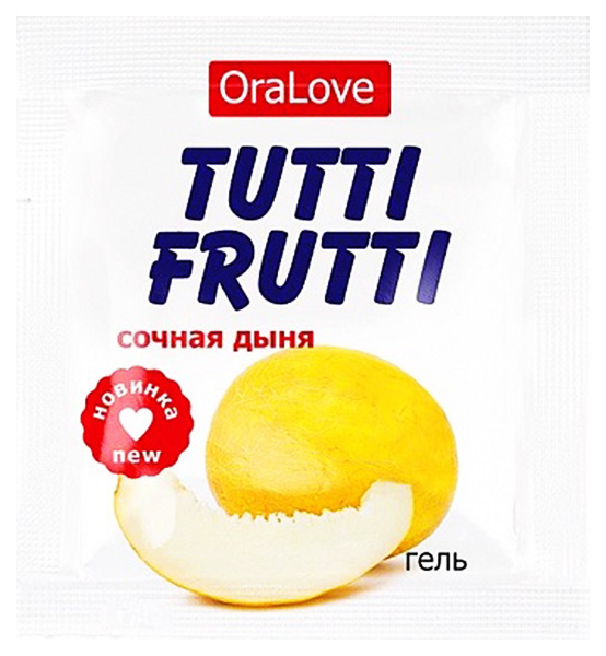 Купить Tutti-frutti со вкусом сочной дыни, Пробник гель-смазки Tutti-frutti Биоритм со вкусом сочной дыни 4 г
