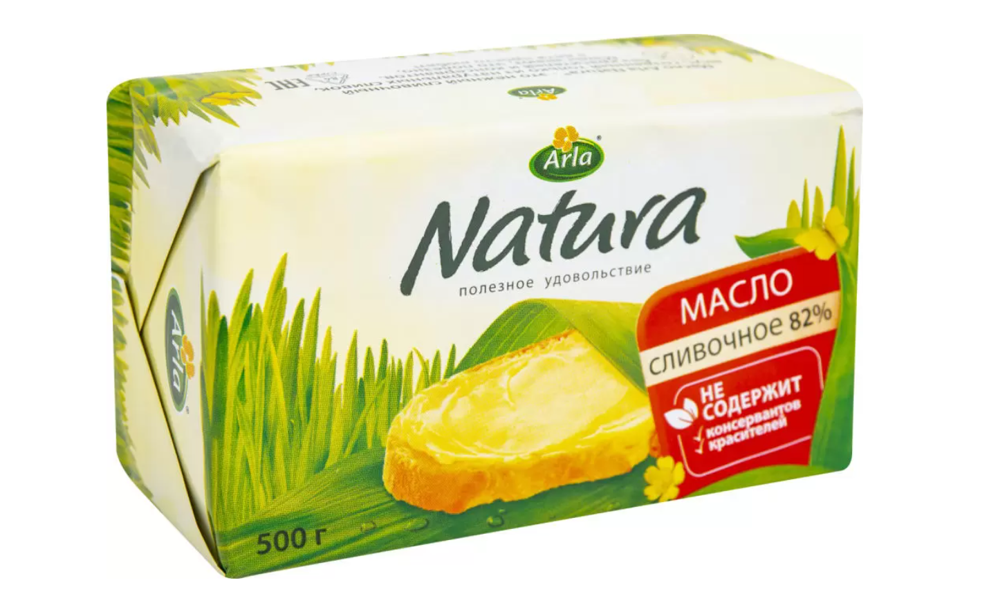 Сливочное масло несоленое Arla Natura 82% БЗМЖ 500 г