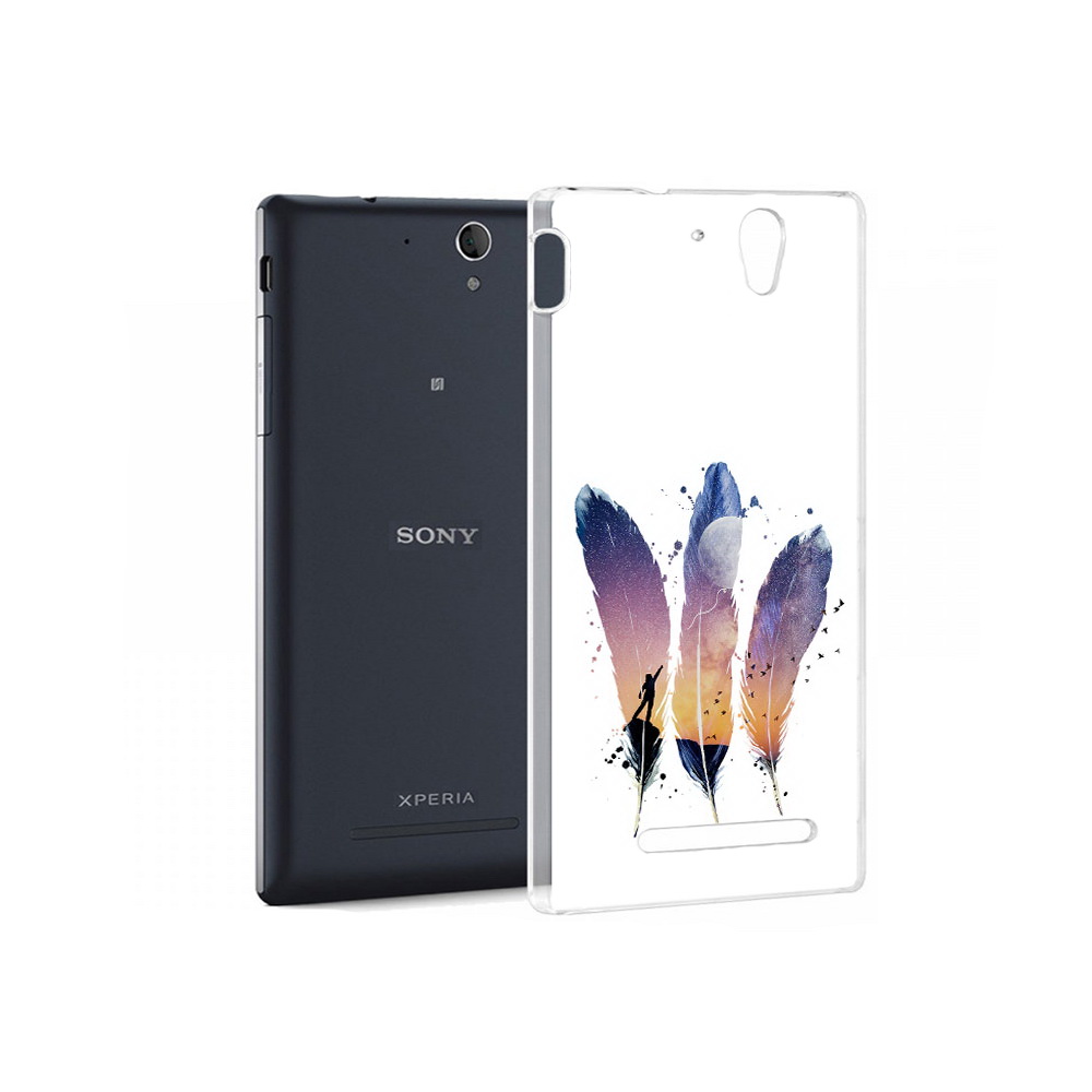 

Чехол MyPads Tocco для Sony Xperia C3 небесные перья (PT18760.251.519), Прозрачный, Tocco