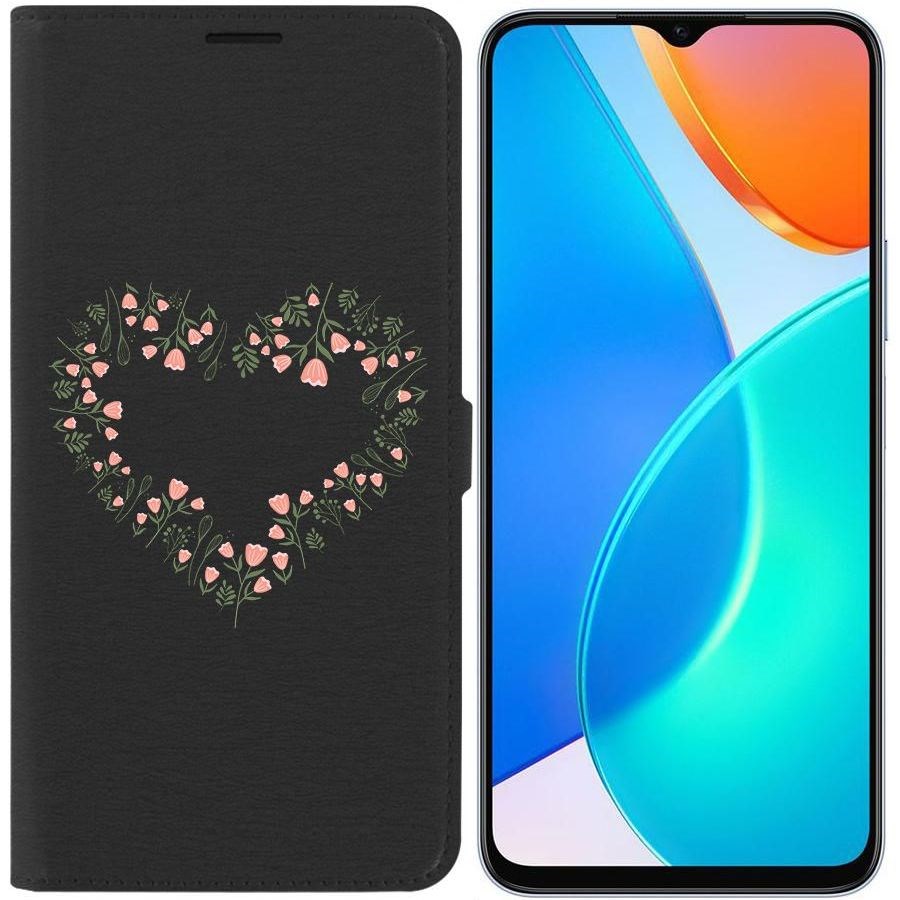 

Чехол-книжка Eco Book для Honor X6 Цветочное сердце, Черный